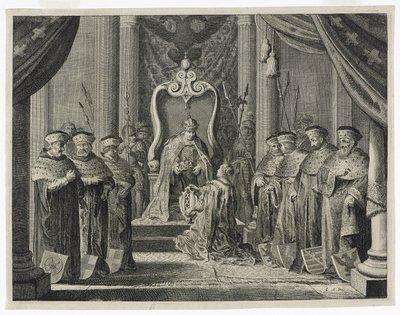 Donación de la Corona Imperial a la Ciudad de Ámsterdam, 1638 de Pieter Nolpe